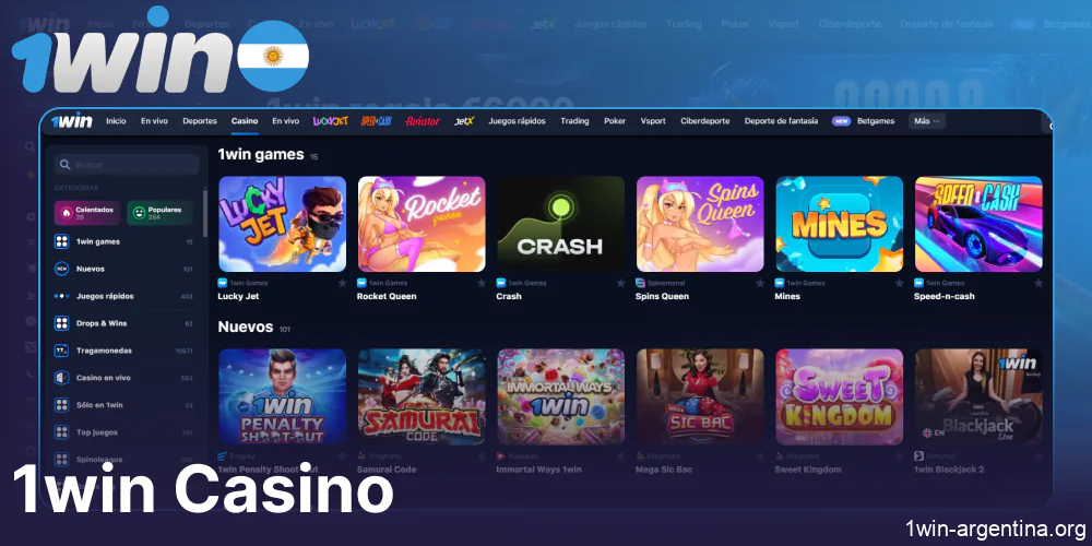 Juegos de casino 1win para jugadores de Argentina