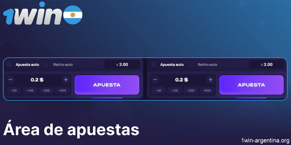 Área de apuestas de Lucky Jet disponible en 1win Argentina