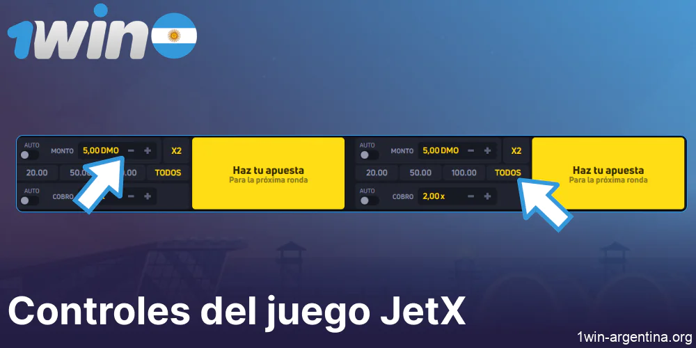 Información sobre los controles del juego JetX en 1win Argentina