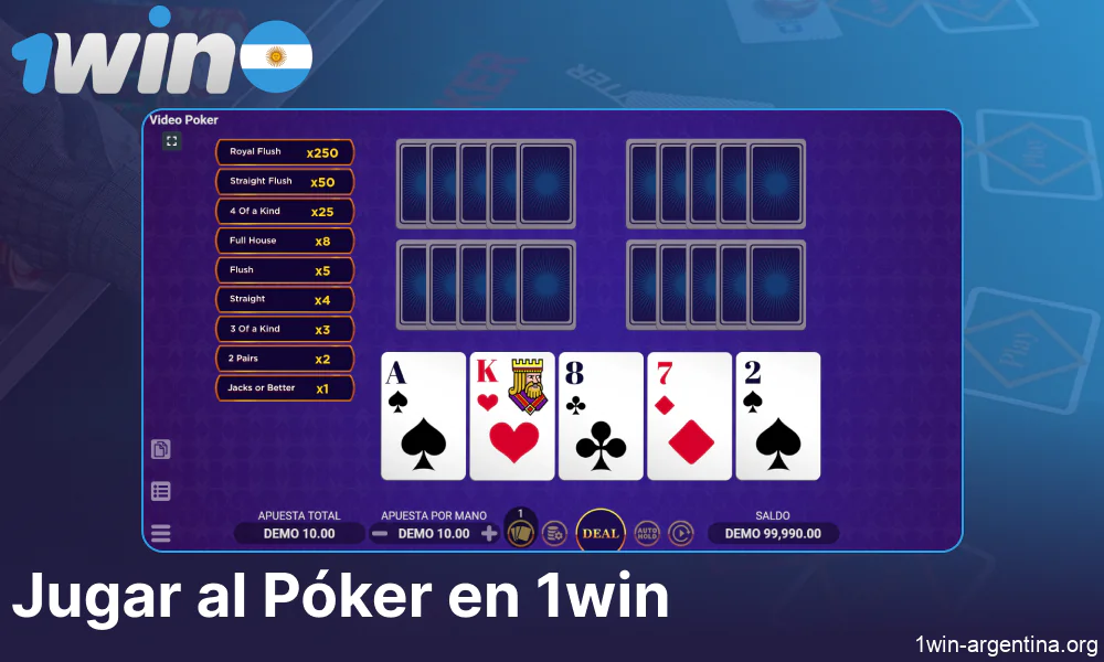 Instrucciones para jugar al póker en 1win para jugadores de Argentina