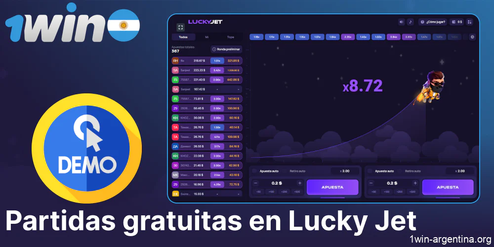 Modo de demostración de 1win Lucky Jet para jugadores de Argentina