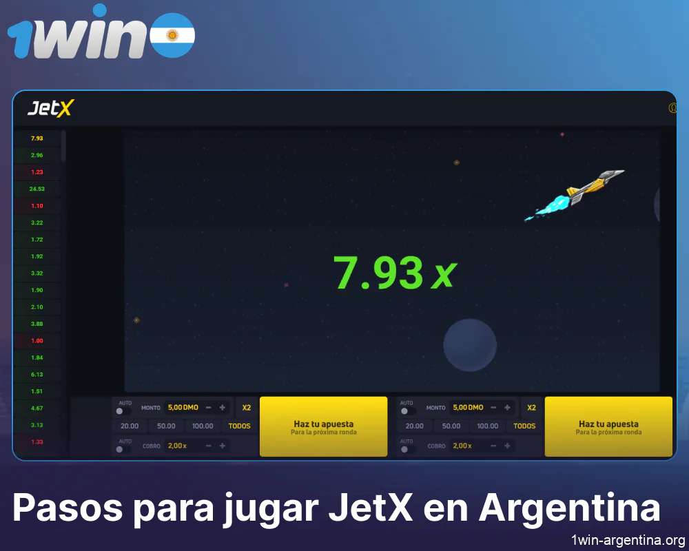 Instrucciones para jugar al JetX juego en 1win para jugadores de Argentina