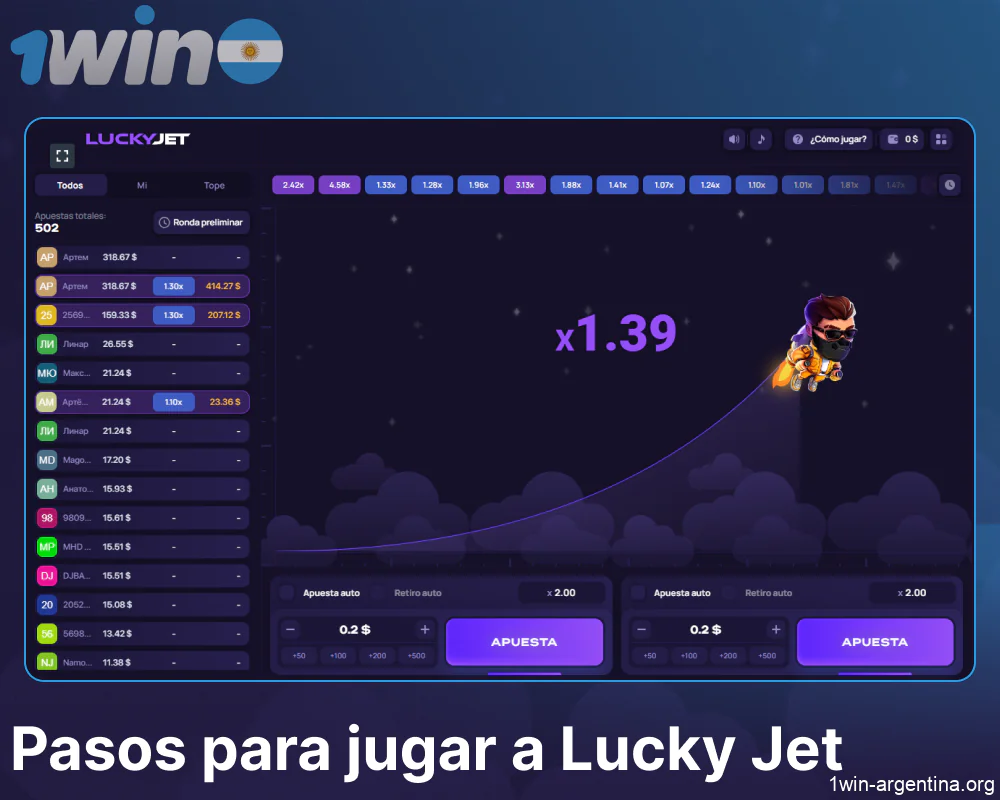 Instrucciones para jugar a Lucky jet en 1win para jugadores de Argentina
