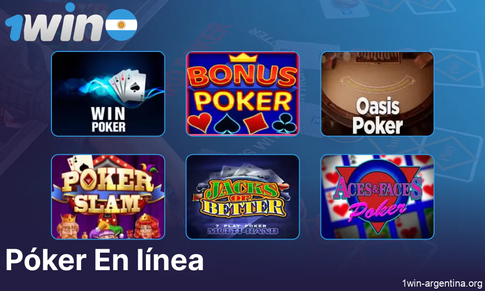 Juegos de póker en línea disponibles en 1win para jugadores de Argentina