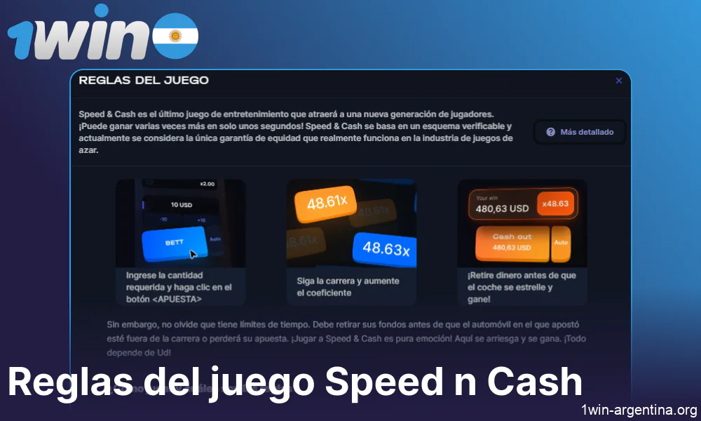 Las reglas del juego 1win Speed n Cash en Argentina