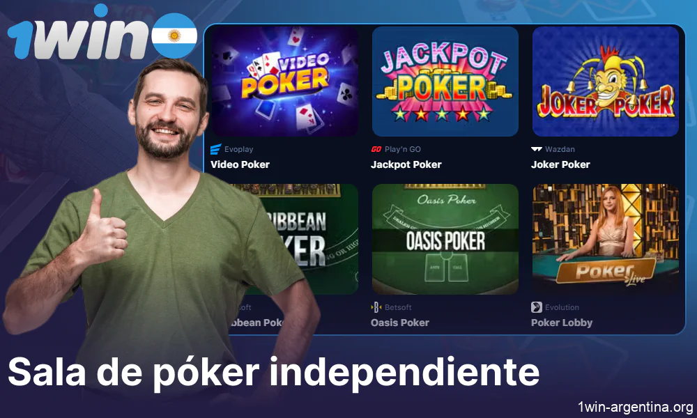 Sala de póker independiente en 1win para jugadores de Argentina