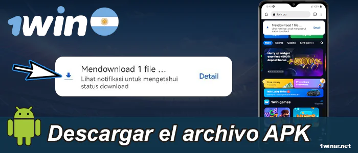 Presiona OK para bajar 1win APK