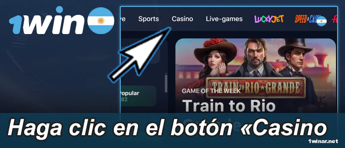 Haga clic en el botón Casino de la cabecera del sitio web