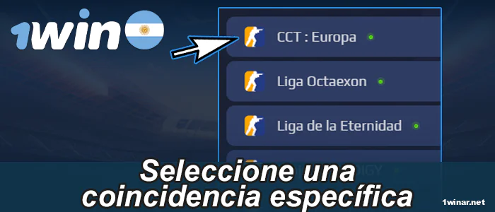 Seleccione un partido específico para realizar una apuesta